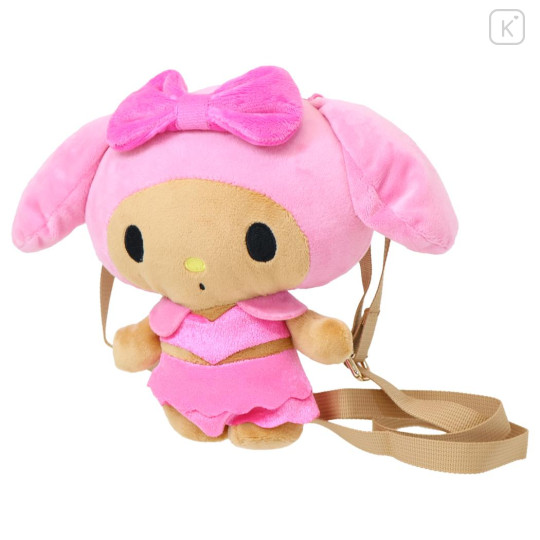 Japan Sanrio Fluffy Pochette Shoulder Crossbody Bag - My Melody : Tan Swimsuit Party - 1