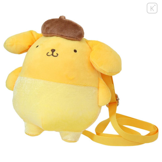 Japan Sanrio Fluffy Pochette Shoulder Crossbody Bag - Pompompurin : Tan Swimsuit Party - 1
