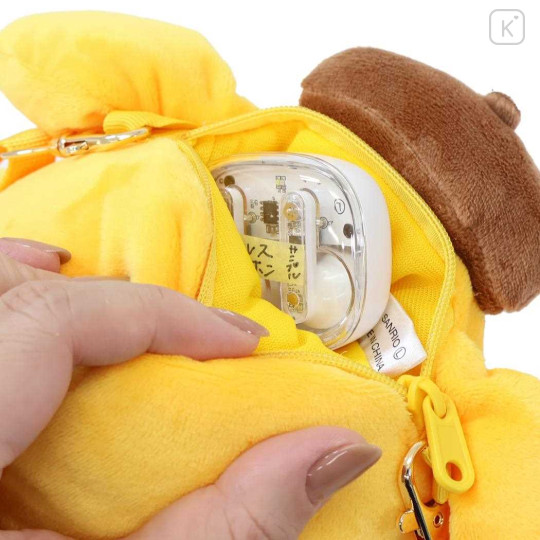 Japan Sanrio Fluffy Pochette Shoulder Crossbody Bag - Pompompurin : Tan Swimsuit Party - 3