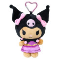 Japan Sanrio Mini Plush Pouch with Carabiner - Kuromi : Tan Swimsuit Party - 1