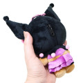 Japan Sanrio Mini Plush Pouch with Carabiner - Kuromi : Tan Swimsuit Party - 2