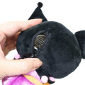 Japan Sanrio Mini Plush Pouch with Carabiner - Kuromi : Tan Swimsuit Party - 3