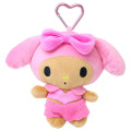Japan Sanrio Mini Plush Pouch with Carabiner - My Melody : Tan Swimsuit Party - 1