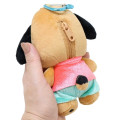 Japan Sanrio Mini Plush Pouch with Carabiner - Pochacco : Tan Swimsuit Party - 2