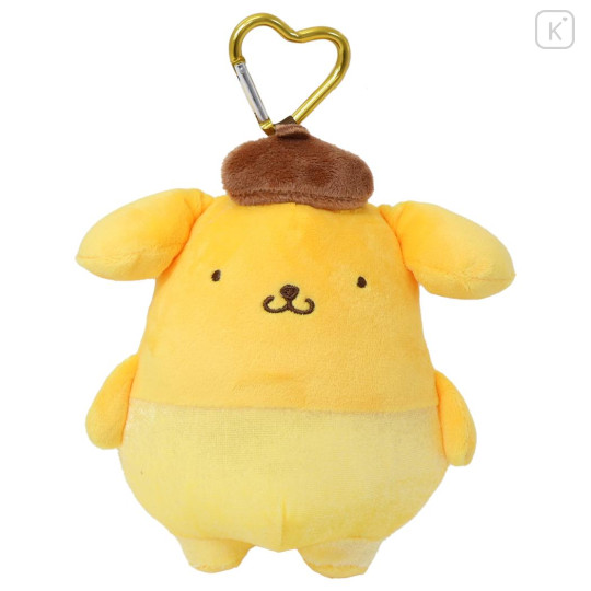 Japan Sanrio Mini Plush Pouch with Carabiner - Pompompurin : Tan Swimsuit Party - 1