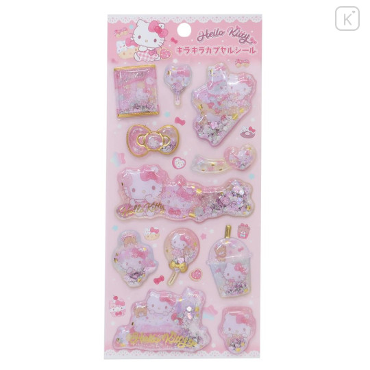 Japan Sanrio Shake Shake Capsule Seal Sticker - Hello Kitty : Party 3D - 1