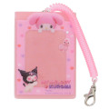 Japan Sanrio Pass Case Card Holder with Coil - Kuromi & My Melody : Netflix Pink - 1