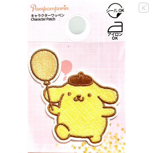 Japan Sanrio Patch Fluffy Embroidery Sticker For Cloth Surface - Pompompurin : Balloon - 1