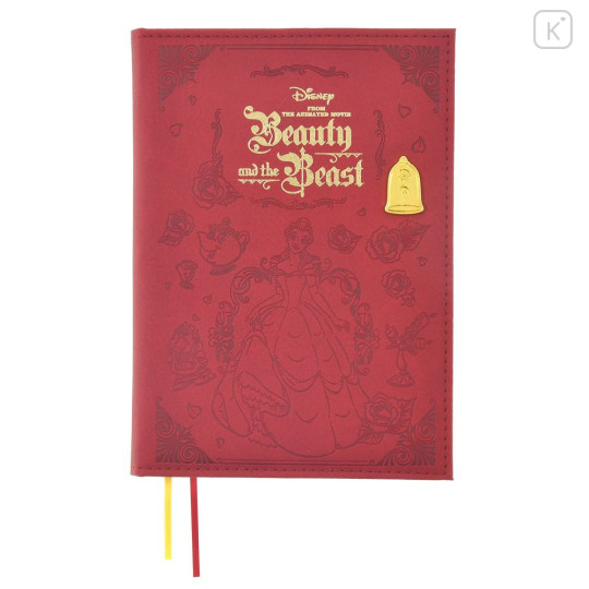 Japan Disney Store B6 Planner Monthly Schedule Book - Beauty and the Beast : Embossed Red 2026 - 1