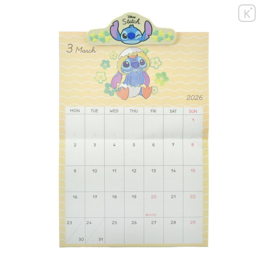 Japan Disney Store Wall Calendar with Magnet Clip - Scrump & Stitch : Costume 2026 - 5
