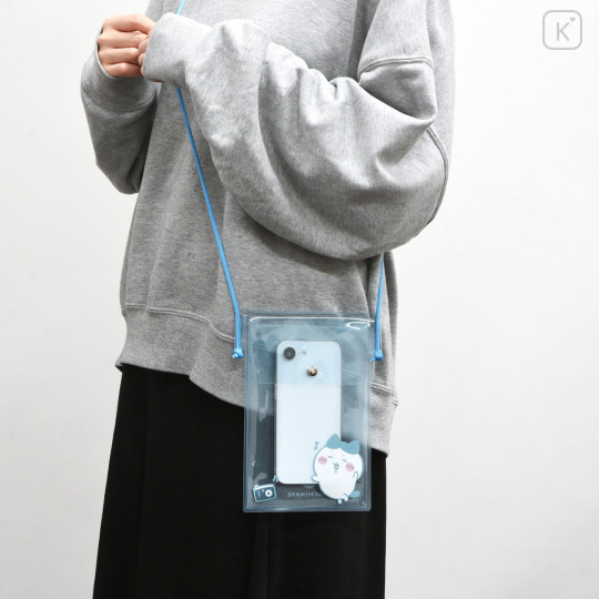 Japan Chiikawa IIIIpocket Smartphone Pouch - Hachiware : Clear Blue - 3