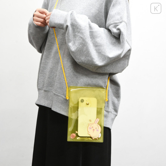 Japan Chiikawa IIIIpocket Smartphone Pouch - Usagi : Clear Yellow - 3