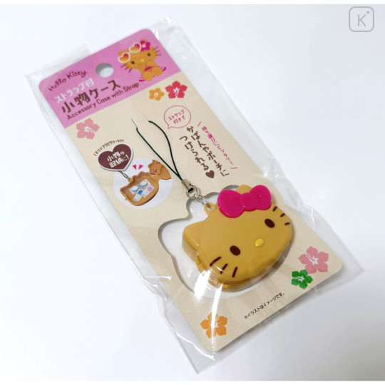 Japan Sanrio Mini Accessory Case With Strap - Hello Kitty : Tan Swimsuit Party - 1
