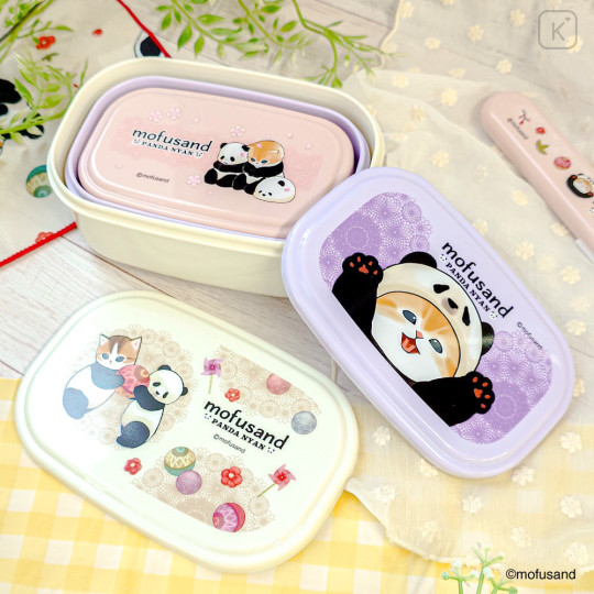 Japan Mofusand Nesting Food Storage Container Set - Panda Cat Nyan - 2