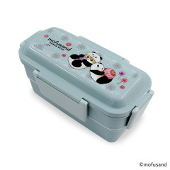 Japan Mofusand 2 Tier Bento Lunch Box 600ml - Panda Cat Nyan Blue