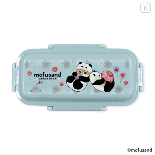 Japan Mofusand 2 Tier Bento Lunch Box 600ml - Panda Cat Nyan Blue - 3