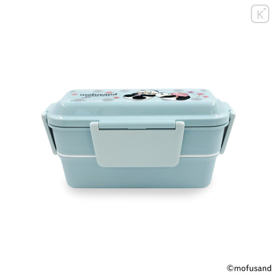 Japan Mofusand 2 Tier Bento Lunch Box 600ml - Panda Cat Nyan Blue - 5