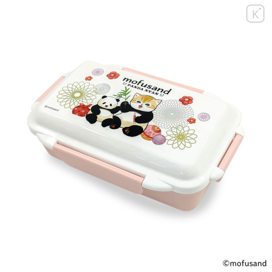 Japan Mofusand Bento Lunch Box 500ml - Panda Cat Nyan White Pink - 1