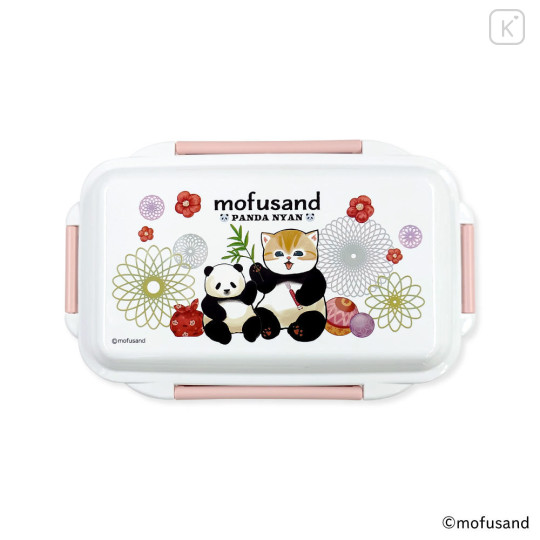 Japan Mofusand Bento Lunch Box 500ml - Panda Cat Nyan White Pink - 3