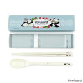 Japan Mofusand Chopsticks 18cm & Spoon with Case - Panda Cat Nyan Blue - 4