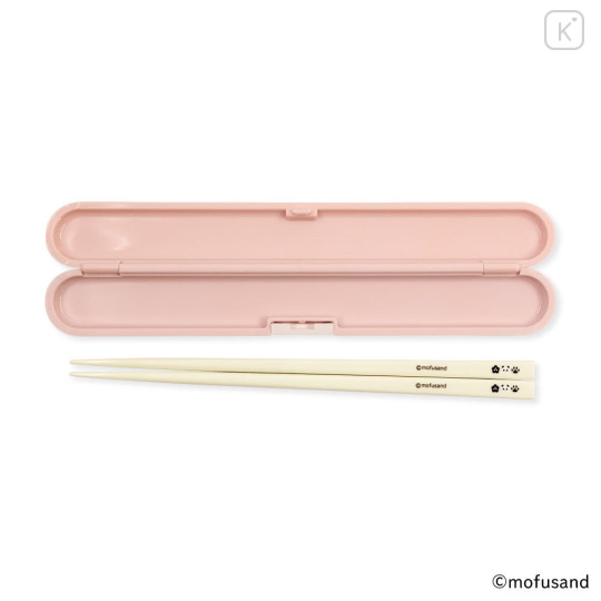 Japan Mofusand Chopsticks 18cm with Case - Panda Cat Nyan Pink - 4