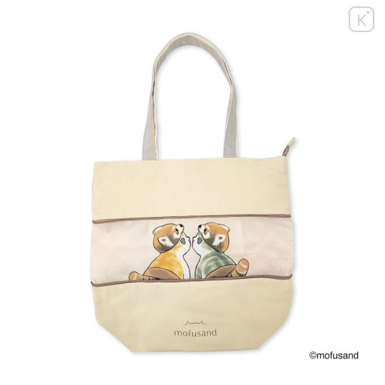 Japan Mofusand Expandable Tote Bag (L) - Red Panda Cat Nyan Beige - 1