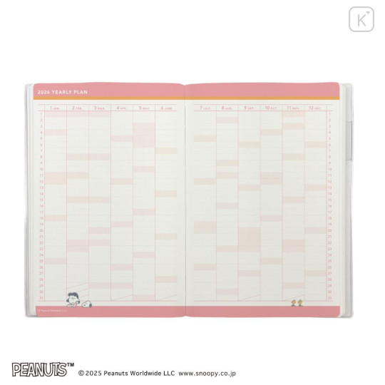 Japan Peanuts A5 Planner Monthly Schedule Book - Snoopy : Game Orange 2026 - 3