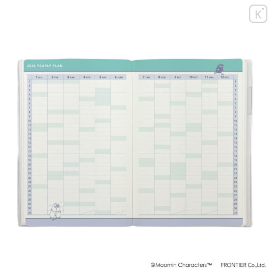 Japan Moomin A5 Planner Monthly Schedule Book - Little My & Moomintroll : Reading 2026 - 3