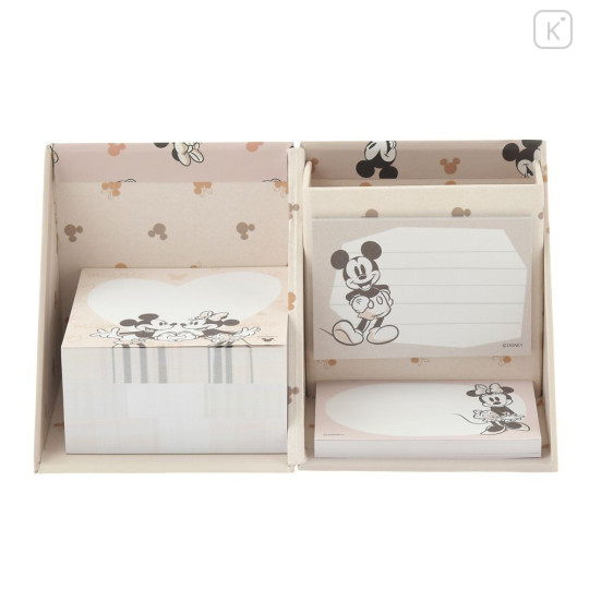 Japan Disney Store Sticky Notes & Memo Pad & Pen Stand - Mickey & Minnie : Grayish Color - 1