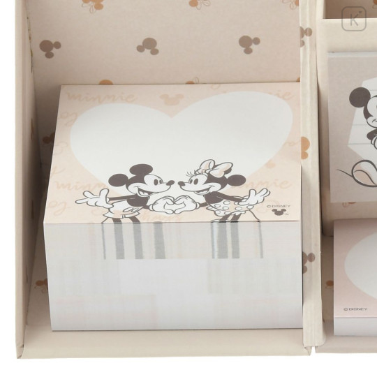 Japan Disney Store Sticky Notes & Memo Pad & Pen Stand - Mickey & Minnie : Grayish Color - 5