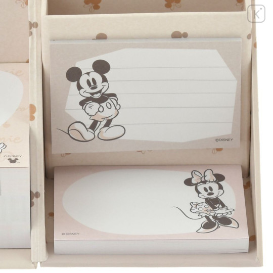 Japan Disney Store Sticky Notes & Memo Pad & Pen Stand - Mickey & Minnie : Grayish Color - 6