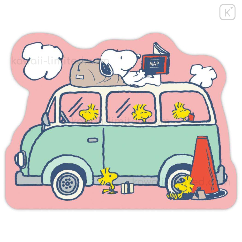 SNOOPY - こころ Japan Peanuts Die-cut Memo - Snoopy & Woodstock : Happy