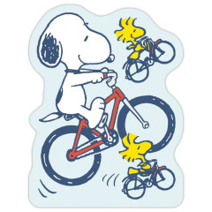 Japan Peanuts Die-cut Memo - Snoopy & Woodstock : Happy Journey Cycling