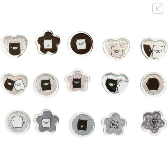 Japan San-X Sparkly Marble Sticker Flakes - Monochrome Boo - 2