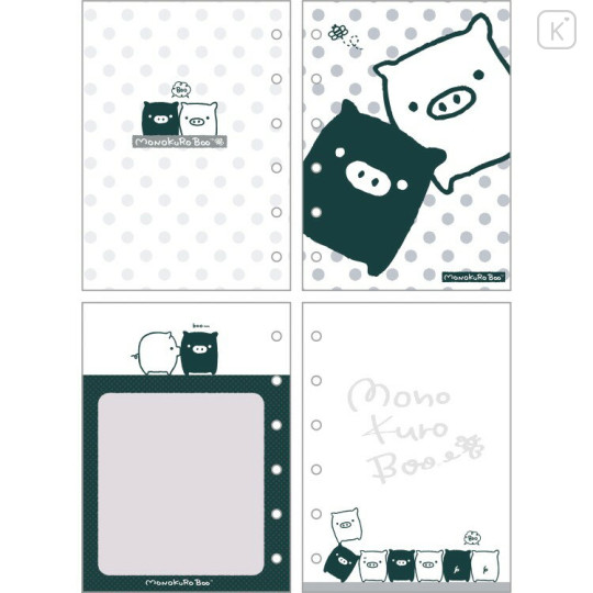 Japan San-X 6 Hole Sticker Notebook - Monochrome Boo - 2