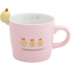 Japan San-X Ceramic Mug with Nokkari Figure - Sumikko Gurashi : Ebifurai no Shippo Fried Shrimp Tail Pink