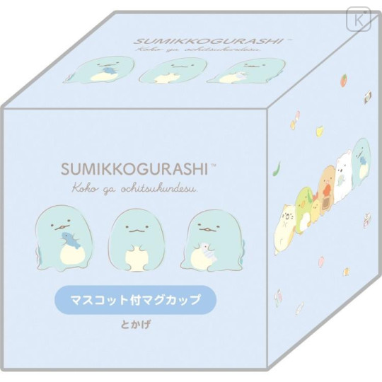 Japan San-X Ceramic Mug with Nokkari Figure - Sumikko Gurashi : Tokage Blue - 4