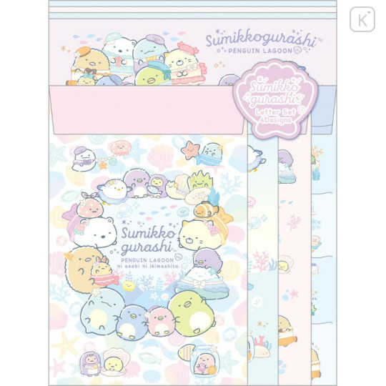 Japan San-X Letter Envelope Set - Sumikko Gurashi : Penguin Lagoon Relax - 1