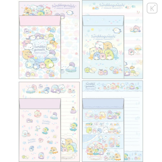 Japan San-X Letter Envelope Set - Sumikko Gurashi : Penguin Lagoon Relax - 2