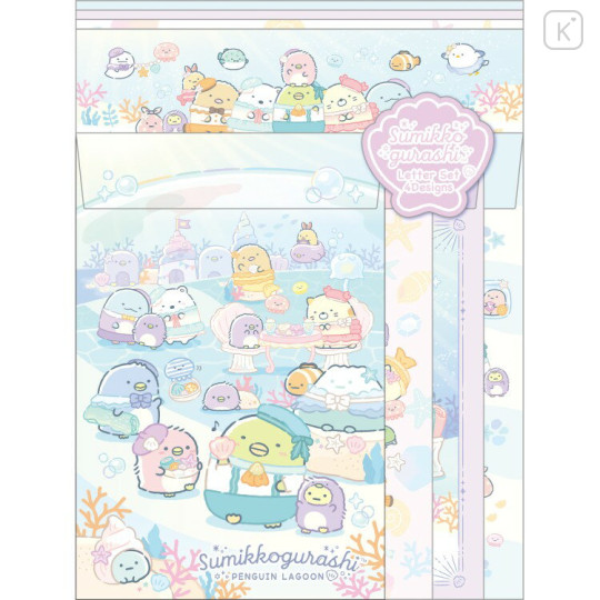 Japan San-X Letter Envelope Set - Sumikko Gurashi : Penguin Lagoon - 1