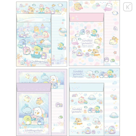 Japan San-X Letter Envelope Set - Sumikko Gurashi : Penguin Lagoon - 2