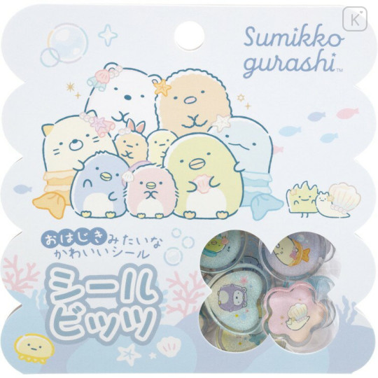 Japan San-X Sparkly Marble Sticker Flakes - Sumikko Gurashi : Penguin Lagoon Characters - 1