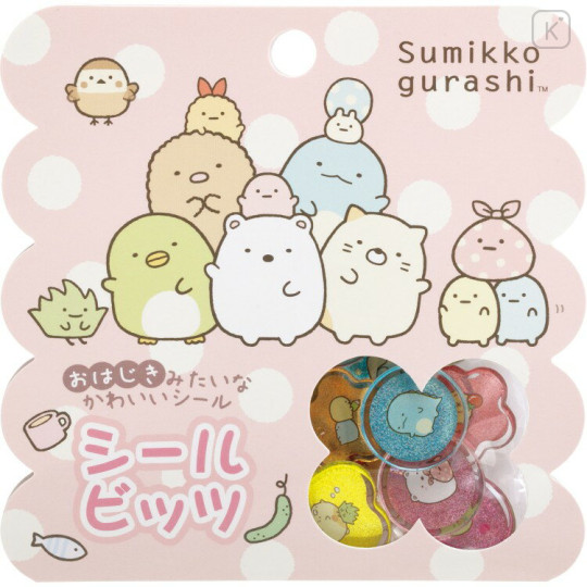 Japan San-X Sparkly Marble Sticker Flakes - Sumikko Gurashi : Characters Pink - 1