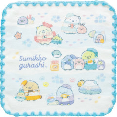 Japan San-X Mini Towel Handkerchief - Sumikko Gurashi : Penguin Lagoon Blue