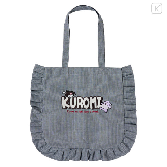 Japan Sanrio Frill Tote Bag - Kuromi - 1