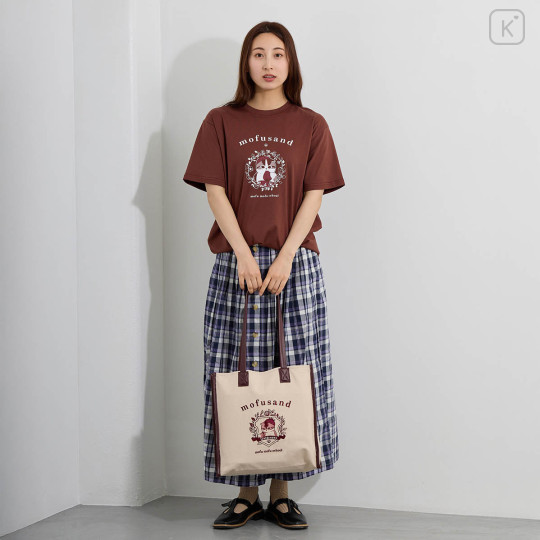 Japan Mofusand College-style Tote Bag - Strawberry Cat Rose Brown - 4
