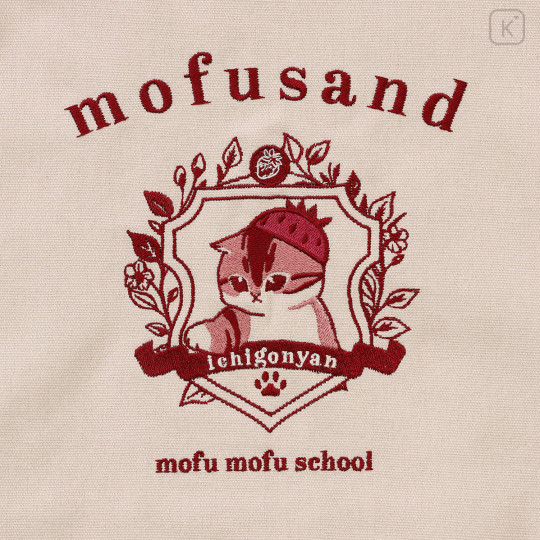 Japan Mofusand College-style Tote Bag - Strawberry Cat Rose Brown - 6