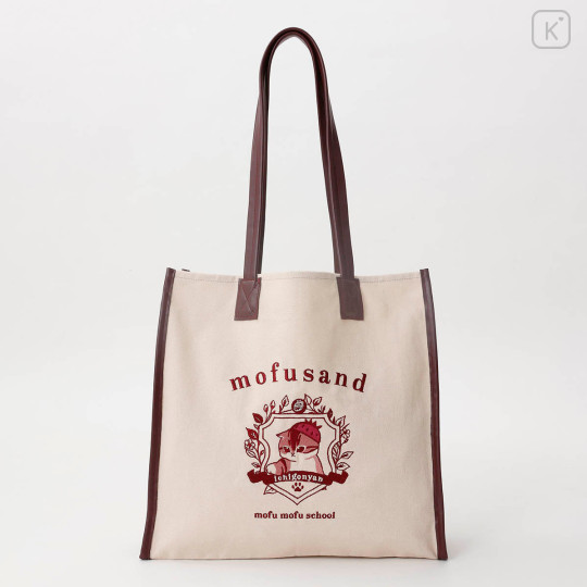 Japan Mofusand College-style Tote Bag - Strawberry Cat Rose Brown - 7