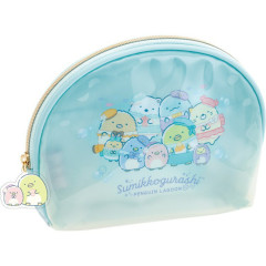 Japan San-X Clear Cosmetic Pouch - Sugarcocomuu : Penguin Lagoon Sea Blue
