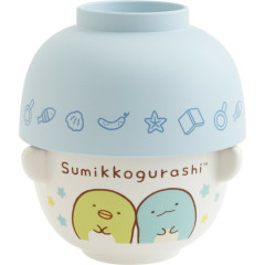Japan San-X Ceramic Tea Bowl & Melamine Soup Bowl Set - Sumikko Gurashi : Penguin? & Tokage